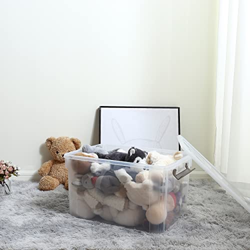 Citylife 6 Packs 58.1 QT Plastic Storage Bins with Lids Large Stackable Storage Containers for Organizing Clear Storage Box for Garage, Closet, Classroom, Kitchen - size: 6 Packs-58.1 QT