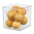 iDesign Recycled Plastic Pantry and Kitchen Storage, Freezer and Fridge Organizer Bin with Easy Grip Handles – 6” x 6” x 6”, Clear - style: Pack of 1