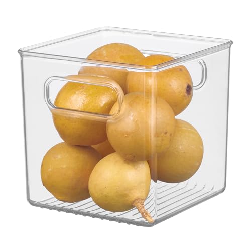 iDesign Recycled Plastic Pantry and Kitchen Storage, Freezer and Fridge Organizer Bin with Easy Grip Handles – 6” x 6” x 6”, Clear - style: Pack of 1
