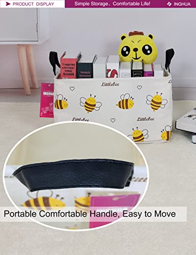 Rectangular Storage Basket Fabric Organizer Bin for Toys,Books,Clothes,Gifts,Pets-Perfect for Home,Office,Nursery,Dorm,Shelf(Rec-Bee ) - color: Rec-Bee
