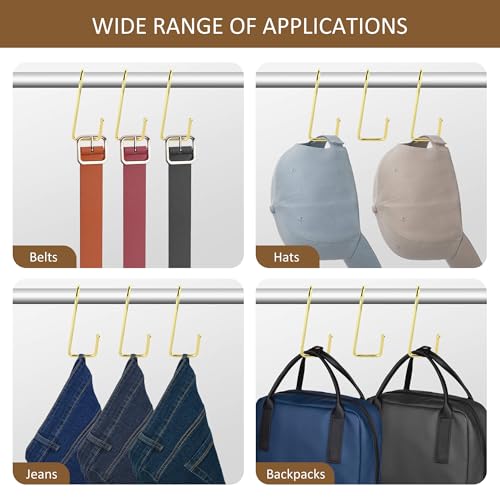 ZEDODIER 15 Pack Purse Hanger Closet, Bag Organizer Purse Hooks for Closet, Keeping Purses Visible and in Good Condition, Metal Hanging Backpack Holder Rack, Gold - color: Gold