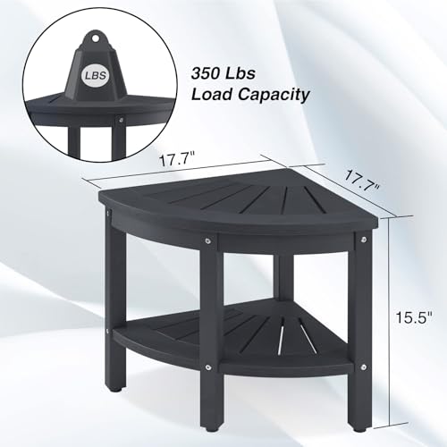 Shower Stool for Inside Shower, Corner Shower Stool, Shower Bench Seat with Storage Shelf for Shaving Legs Plastic Spa Bath Step Foot Rest for Bathroom Small Place - color: Black