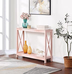 Convenience Concepts Oxford Console Table 39.5" - Sofa Table with Storage Shelf, Transitional Entryway Hall Table for Living Room and Bedroom, Display Foyer Table, Blush Pink - color: Blush Pink