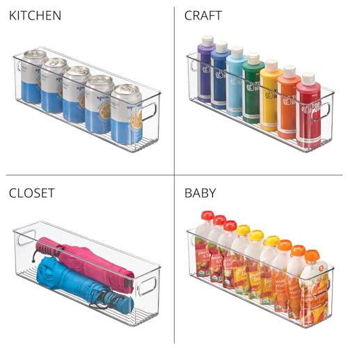 mDesign Plastic Bathroom Storage Container Bins w/ Handles - Closet, Cabinet, Vanity, Cupboard Shelf Organization, Hair Tools Accessory Organizer - Ligne Collection; Clear, ‎5x3.75x16 (Pack of 8) - size: ‎5 x 3.75 x 16 (Pack of 8)