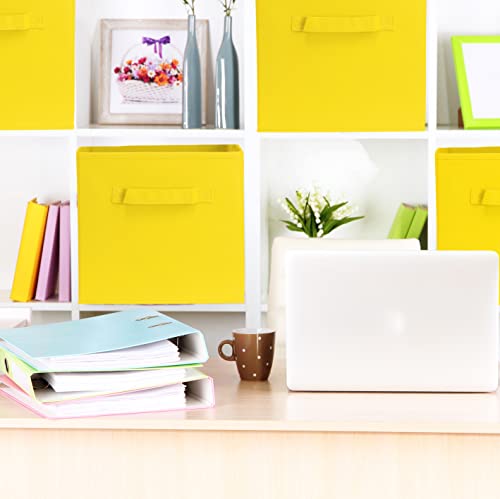 Simple Houseware Foldable Cube Storage Bins, 11-Inch Yellow, 6-Pack Fabric Cubes Organizer for Closet or Shelves - color: Yellow