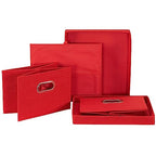 Household Essentials Storage Bins with Lids and Chromed Grommet Handles, Set of 2, Textured Linen Look, Red (Pack of 2) - color: Red, size: 2 Count (Pack of 2)