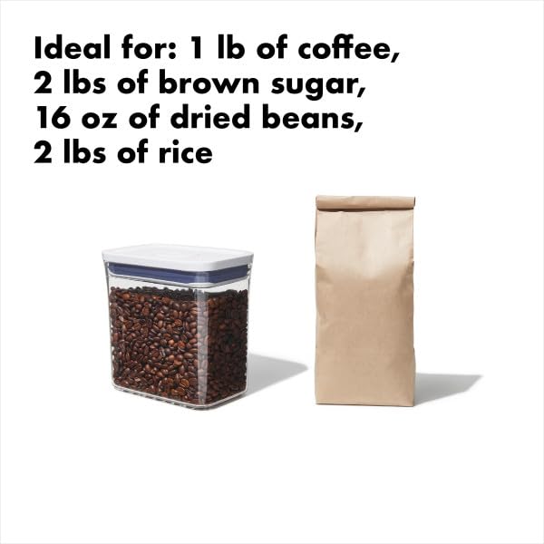 OXO Good Grips POP Container – Airtight 1.7 Qt for Coffee and More Food Storage, Rectangle, Clear - color: White, size: 1.7 Qt - Rectangle