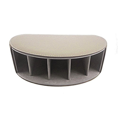 Remote Control Holder Organizer Table Desk Leather Control Storage TV Remote Control Organizer with 5 Spacious Compartments (Beige) - color: Beige