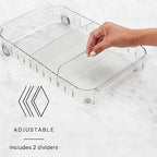 YouCopia RollOut Fridge Caddy BPA-Free Clear Rolling Refrigerator Organizer Bin with Adjustable Dividers and Handles, 9" Wide - size: 9" Wide