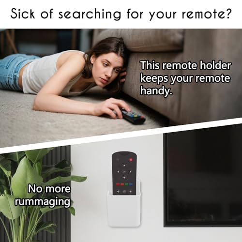 2 Pack White Remote Control Holder, Self adhesive Wall Mount Storage Box for TV and Air Conditioner Remote Controls, Pen Holder Organizers and Accessories for Home Office School - color: Set of 2-White