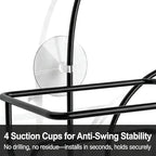 SRIWATANA Shower Caddy Hanging Over Head, Bathroom Shower Organizer Shower Rack Holder with Hooks for Razors - Black - color: Black