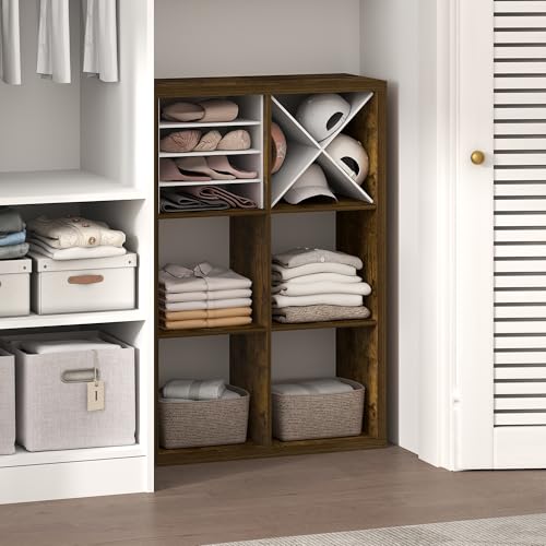 Furinno Cubic Closet Organizers and Storage, 6-Cube Closet Organizer, Open Shelf Closet Storage, Extra Thick Frame for Wardrobe, Bedroom, Living Room, Amber Pine - color: Amber Pine, size: 6-Cube