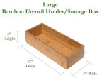 Lipper International Bamboo Utensil Holder Storage Box for Cooking Tools, Makeup, or Office Supplies, 5" x 12" x 3" - size: 5" x 12" x 3"