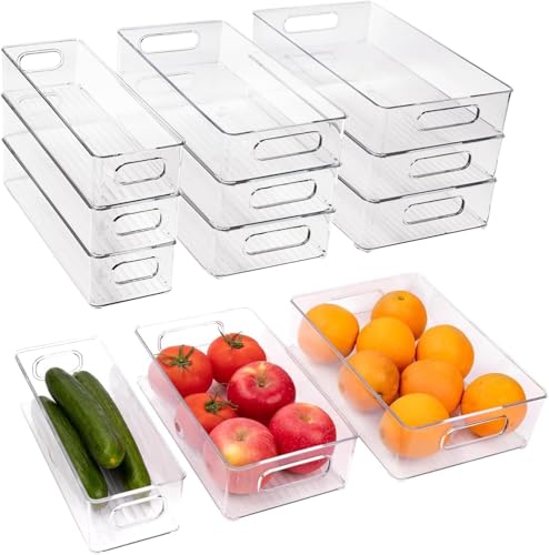 9 Pack Refrigerator Organizer Bins,3 Sizes Clear Pantry Storage with Handles for Fridge, Freezer, Shelves, Drawer, Bins, Snack Organizer for Home & Kitchen - size: 9 Pack
