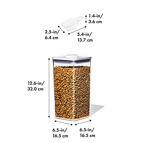 OXO Good Grips Pet POP Container – 6.0 Qt/5.7 L with Half Scoop, Ideal for up to 6.5lbs of Dog Food or 4.5lbs of Cat Food, Airtight Dog and Cat Food Storage Container, BPA Free, Clear - size: Pet POP 6.0 Qt