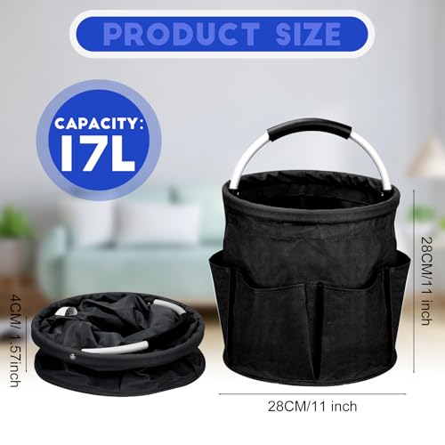 Cleaning Caddy for Cleaning Supplies,17L Cleaning Supply Caddy with Handle Foldable Cleaning Supplies Organizer Bucket Cleaning Products Organizers for Home, Garden (Black) - color: Black