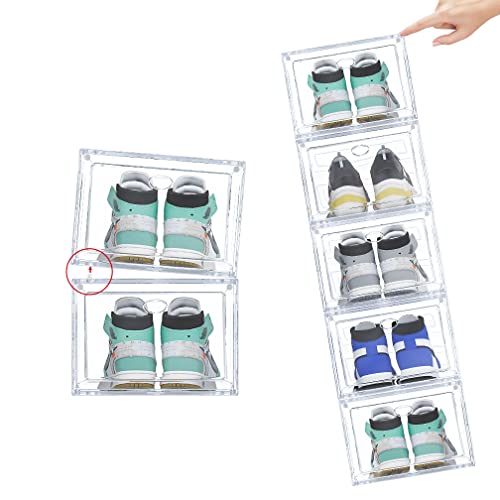 US 15 XXL 6 Pack Shoe Storage Box, Shoe Boxes Clear Plastic Stackable, Shoe Container for Organizing Sneaker and Basketball Shoes (XL CLEAR 6 PACK) - color: XL 6 PACK CLEAR