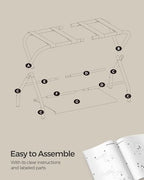 SONGMICS Luggage Racks, Set of 2, Suitcase Stand with Fabric Storage Shelf, for Guest Room, Bedroom, Hotel, Foldable, Holds up to 110 lb, 27.2 x 15 x 20.5 Inches, Cloud White RLR002W02 - color: Cloud White, style: with Shelf