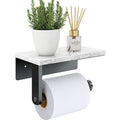 Gypie Marble Toilet Paper Holder with Shelf, 304 Stainless Steel Screw Wall Mounted, Tissue Roll Holder for Bathroom Washroom Matte Black - color: Black, size: 1 Roll