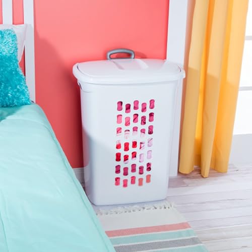 Sterilite 6-Pack Ultra Wheeled Hamper, Laundry Basket w/Flip-Top Lid & Retractable Handle - Plastic Rolling Clothes Storage Cart with Ventilated Holes for Home, Apartment or Dorm - size: 6 Pack