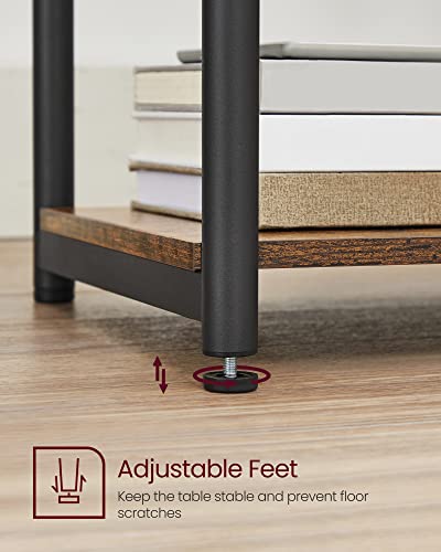 VASAGLE Side Table, Small End Table, Tall Nightstand for Living Room, Bedroom, Office, Bathroom, Rustic Brown and Classic Black ULET273B01 - color: Rustic Brown + Classic Black