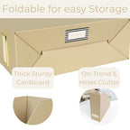BLU MONACO | Set of 6 Foldable Taupe Magazine File Holders with Label Holders | Vertical File Organizer & File Storage Boxes for Desk, Shelves & Home Office - color: Taupe