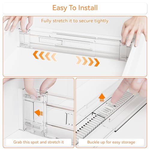 Yieach 4 Pack 3.2 Inch Shallow Acrylic Drawer Dividers for Clothes,Expandable Deep Dresser Dividers From 15 to 21'',Adjustable Drawer Separators for Dresser,Nursery and Baby Clothing,Sock,Underwear - color: Clear-4 Pack