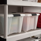 IRIS USA 32 Qt Stackable Plastic Storage Bins with Lids, 4 Pack - BPA-Free, Made in USA - Discreet Organizing Solution, Latches, Durable Nestable Containers, Secure Pull Handle - Pearl - size: 32 Qt, style: 4 Pack
