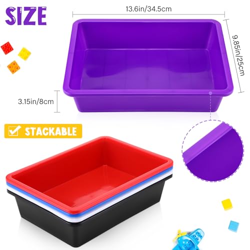 Hoteam 10 Pcs Flat Storage Organizer Tray Bin Paper Tray for Classroom Plastic Stackable File Organizer for School Office Teacher Book Organization(Simple Color,13.78 x 9.84 x 3.15 Inch) - color: Simple Color, size: 13.78 x 9.84 x 3.15 Inch