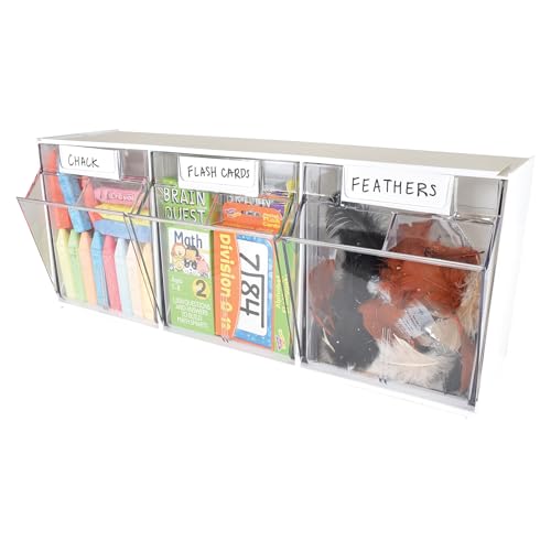 Deflecto Tilt Bins, Interlocking 3-Bins, 24" x 7" x 9.5 ", White (20303OP) - style: 3 Bins