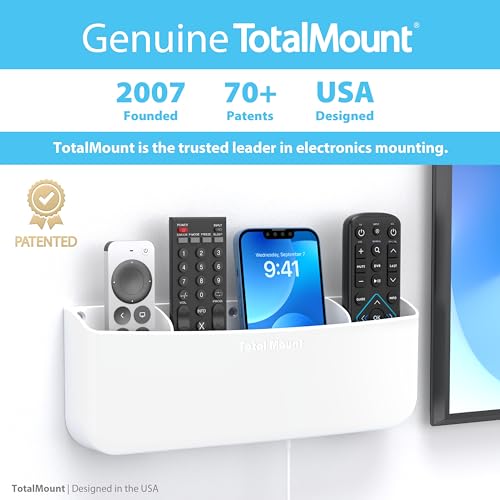 TotalMount Hole-Free Remote Holder – Eliminates The Need to Drill Holes in Your Wall (Premium White Remote Control Holder for 5 or 6 Remotes) - color: For 5 or 6 Remotes – Premium White