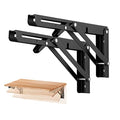 Ravinte 2 Pack 10 Inch Folding Shelf Brackets – Matte Black, Heavy Duty Collapsible Brackets for Tables and Benches – Space-Saving Design - size: 10 Inch