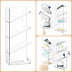 AITEE Acrylic Bathroom Organizer Caddy, Clear Shampoo Holder Wall Mounted, Shower Organizer with Suction Cup, No Drilling and Rustproof, Sturdy and Durable - Combination Shelf - style: Combination Shelf