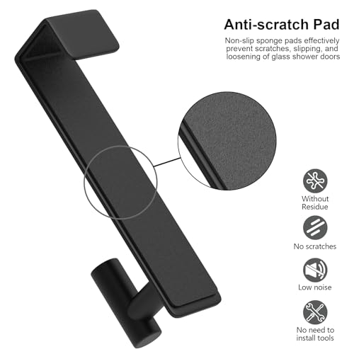 HUFEEOH Over The Door Hooks 2-Pack, Heavy Stainless Steel Coat & Towel Rack, No Drilling Scratch-Free Over Door Hanger Dorm Essentials Bathroom Accessories, Fits 1-3/4" Doors (Black) (T Shape) - color: Black, size: Fits 1-3/4" Thick Door - "T" Shape 2 Pac