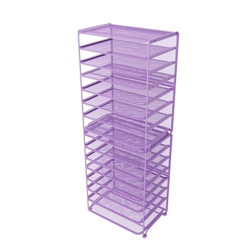 Simple Trending 2 Pack 8 Tier Letter Tray Paper - Mesh Desk File Organizer for Office School Desktop, Violet - color: 2 Pack 8 Tier Violet-Mesh Desk