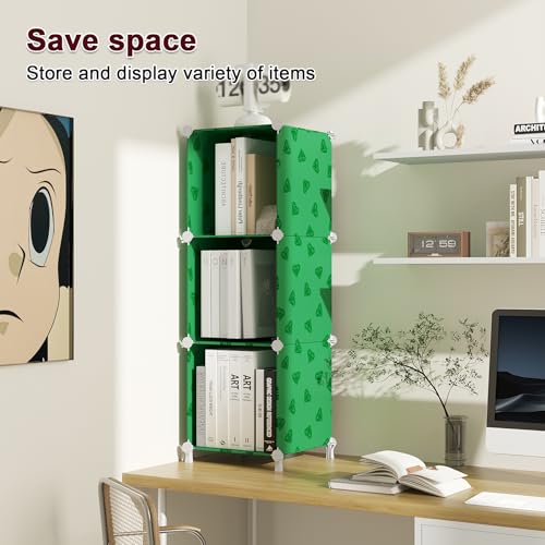 UNKU Cube Storage Organizer, 3 Cube Closet Organizer Storage Shelves, DIY Stackable Bookcase, Clothes Organizer Shelf for Closet, Bedroom, Living Room, Cabinet, Home, Office, Green - color: Red, size: 3cube