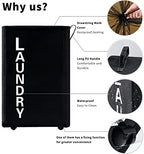 92L Extra Large Rolling Laundry Basket with Leather Handle,Tall Laundry Hamper on Wheels,Laundry Bin,Rolling Laundry Cart Black - color: Black/XXL, size: Super Large 27.5"
