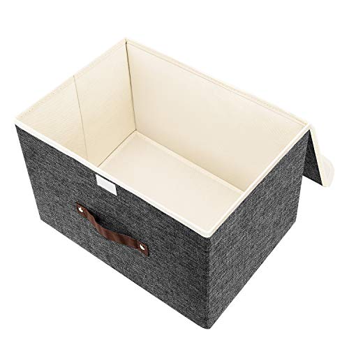 TYEERS Foldable Storage Boxes with Lids 5 Pack Fabric Storage Bins with Lids, Closet Organizers for Clothes Storage, Room Organization, Office Storage, Toys - Black - color: Black, size: 5-Pack Medium