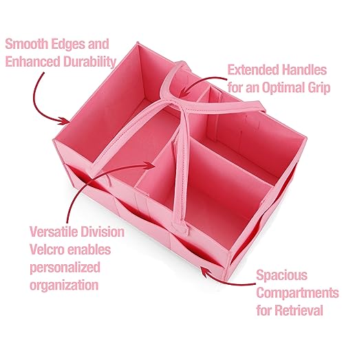 PandaEar Baby Diaper Caddy Organizer, Portable Diaper Holder Organizer Nursery Storage Basket for Wipes & baby stuff, Collapsible Baby Organizer with Divided Design (Light Pink) - color: Light Pink