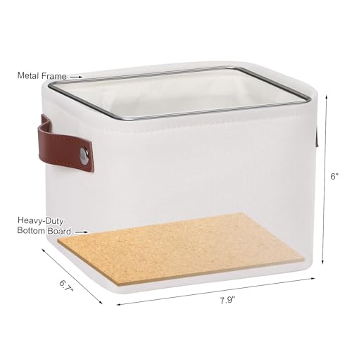 Kntiwiwo Small Fabric Storage Bins, 7.8x6.7x5.9 inch Mini Storage Cubes 4-Pack Storage Basket for Makeup Collapsible Fabric Storage Organizer with Handles, Decorative Basket for Desk, Shelves, White - color: White, size: 7.9" x 6.7" x 6"