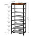 HOOBOR 8 Tier Shoe Rack, Large Capacity Shoe Storage for 14-16 Pairs, Sturdy Metal Shoe Shelf for Closet Entryway, Space Saving Shoe Organizer for Sneakers Heels, Rustic Brown BF48XJ01 - size: 20.5" L x 11.8" W x 53.9" H