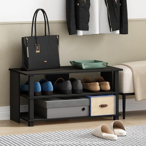 Furinno Turn-N-Tube Shoe Rack, 3-Tier Shoe Organizer, Shoe Storage with Compact Open Shelves, 15.5 x 31.5 x 15.7, for Closet Entryway, Office, Garage, Espresso/Black - color: Espresso/Black, size: 3-Tier (31.5"W)