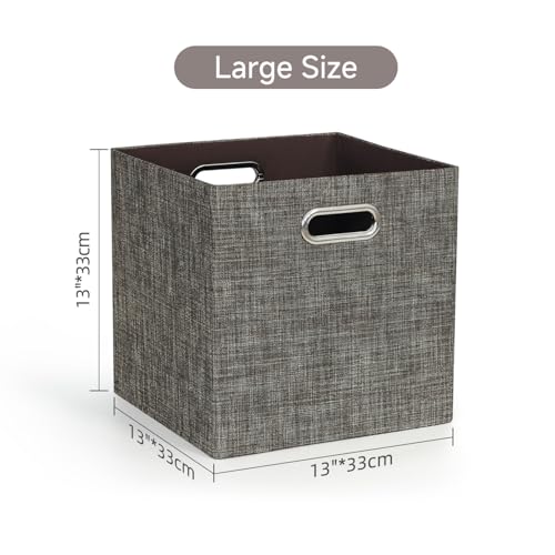 Posprica Storage Basket Bins,13×13 Foldable Storage Boxes Containers for Closet Organizer Shelf Cabinet Bookcase,Thick Fabric Drawer with Shimmer,4pcs,Brown - color: Brown, size: 13×13×13/4pcs