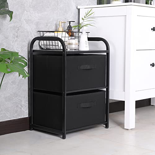 MAX Houser Dresser for Bedroom with 2 Drawers, Wide Chest of Drawers, Fabric Dresser, Storage Organizer Unit with Fabric Bins for Closet, Living Room, Hallway, Nursery,Black - color: Black2