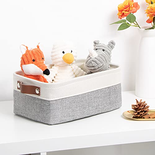 DULLEMELO Small Collapsible Fabric Basket for Organizing, Shelves, Closets, Laundry, Nursery, Decorative Gift Basket (White & Gray) - color: White&Gray, size: Small-11.8"x7.9"x5.1"