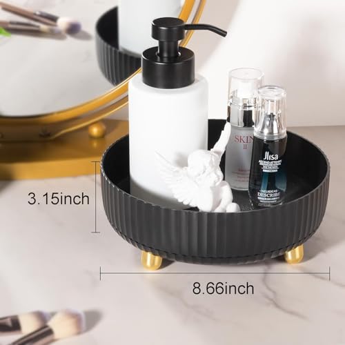 Anyoifax Makeup Perfume Organizer Tray 360 Degree Rotating Lazy Susan Skincare Lotion Organizer Spinning Cosmetics Storage for Dresser, Vanity, Bathroom Countertop, Small Black - color: Black, size: 9 "