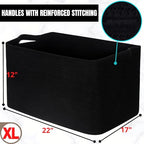 MINTWOOD Design 22in Extra Large Blanket Basket Holder Living Room, Rectangle Rope Woven Storage Basket with Handles for Laundry, Pool Towels, and Shoes, Dog Toy Organizer Bin Box, Full Black - color: Full Black