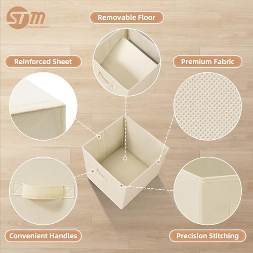 STORAGE MANIAC Storage Cubes, 13 Inch Collapsible Storage Bins with Handles, 10 Pack Fabric Foldable Bins for Organization, Durable Storage Bins for Closet, Shelves, Offices, Toys, 10-Pack Beige - color: Beige-10 Pack, size: 13 INCH