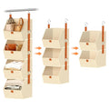 MSJGA 4-Tier Hanging Closet Organizer and Storage with Detachable Bins, Fabric Hanging Shelves for Closet, Dorm, Rv, Space-Saving Collapsible Basket for Handbags, Clothes (47” H)
