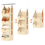 MSJGA 4-Tier Hanging Closet Organizer and Storage with Detachable Bins, Fabric Hanging Shelves for Closet, Dorm, Rv, Space-Saving Collapsible Basket for Handbags, Clothes (47” H)